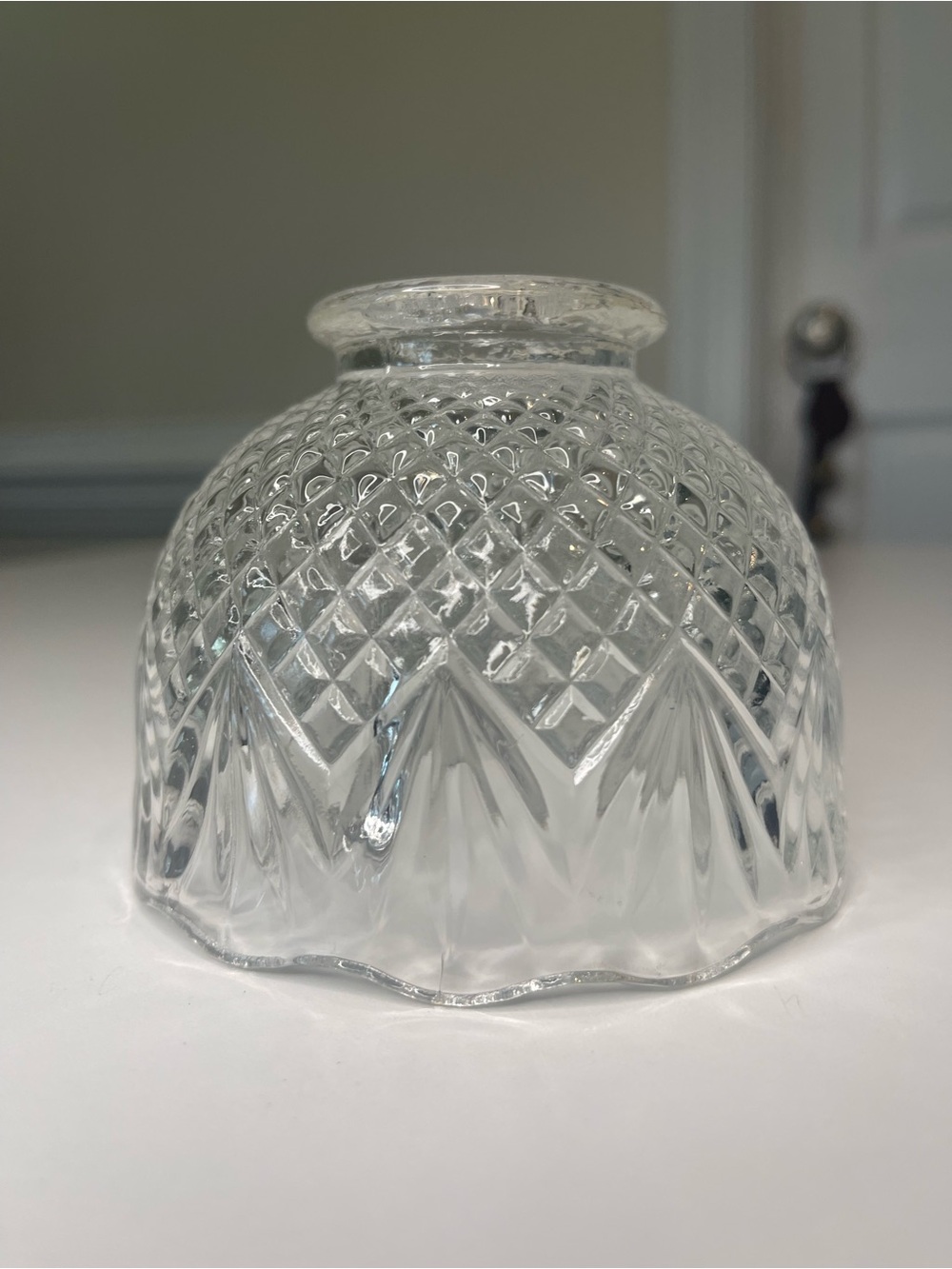 Vintage PartyLite Clearview Fairy Lamp Shade – Diamond Point & Fan Glass Topper